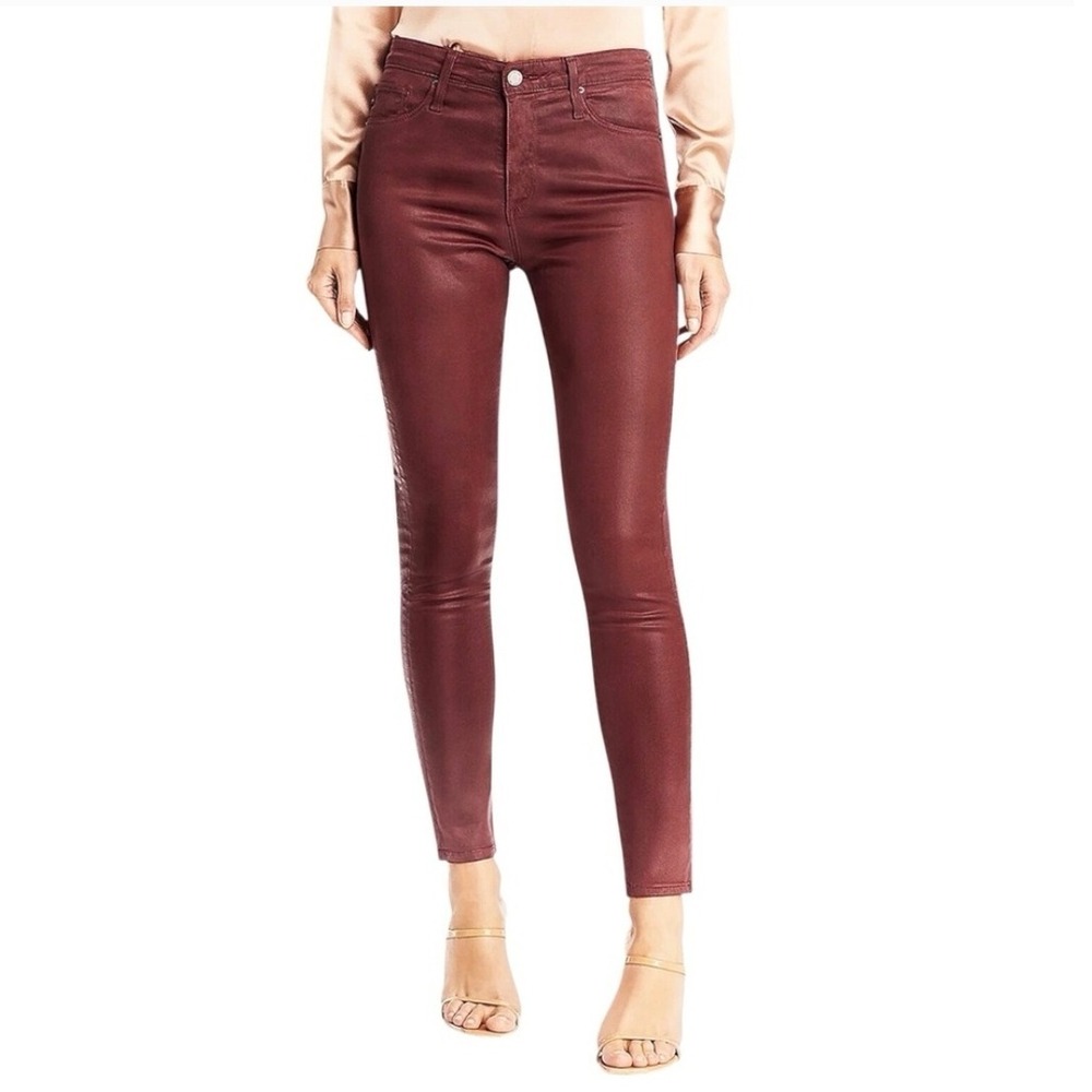 AG Adriano Goldschmied Farrah skinny‎ ankle jeans red leatherette womens size 32